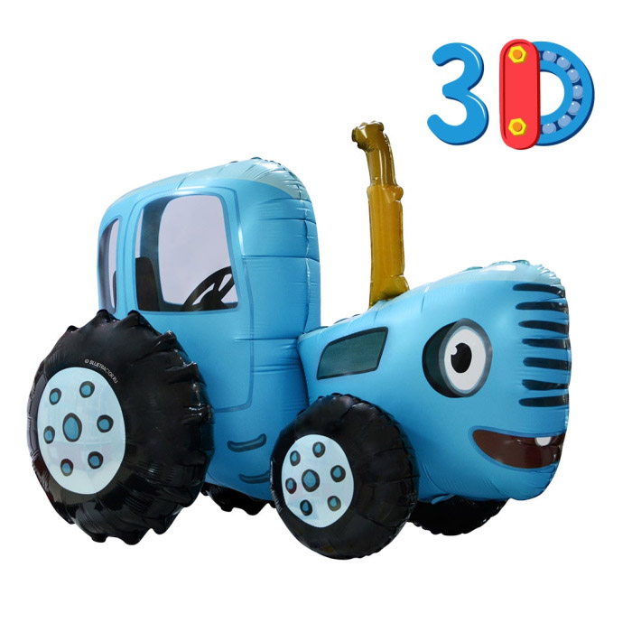 Шар фольга FA28 Объемная 3D фигура «Синий трактор» арт.20131