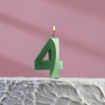 Свеча в торт «Зеленая» цифра 4 арт.5572738