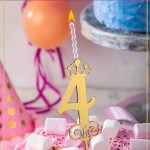 Свеча-топпер для торта золотая цифра 4 арт.5707