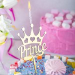 Свеча-топпер для торта золотая «Prince» арт.5715