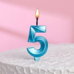 Свеча в торт«Бирюза» цифра 5 арт.5872